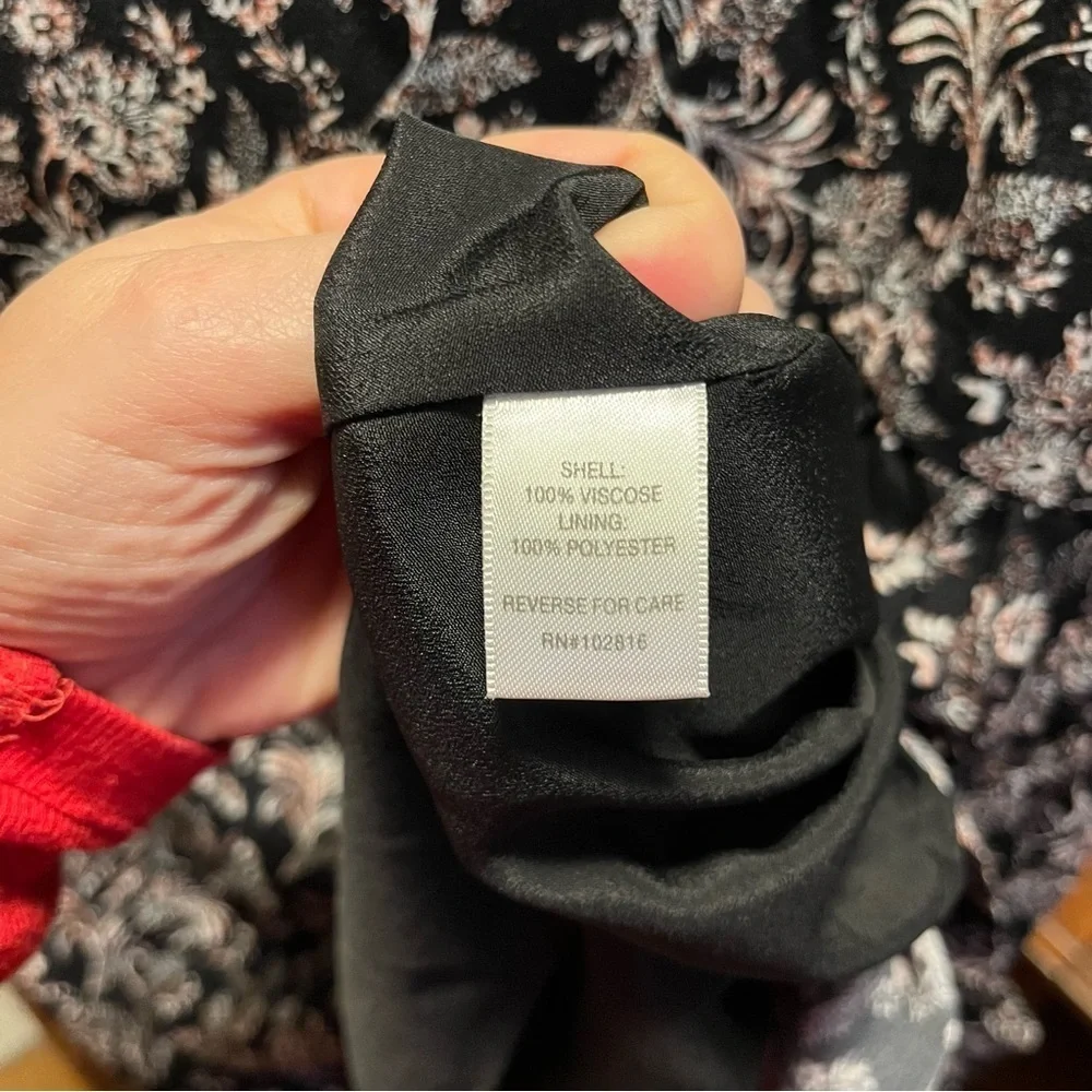 GARNET HILL ~ Black Floral Midi Dress with Pockets White Black Orange - Picture 7 of 9